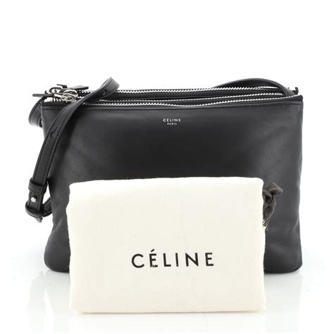 Trio leather crossbody bag Celine Black in Leather 